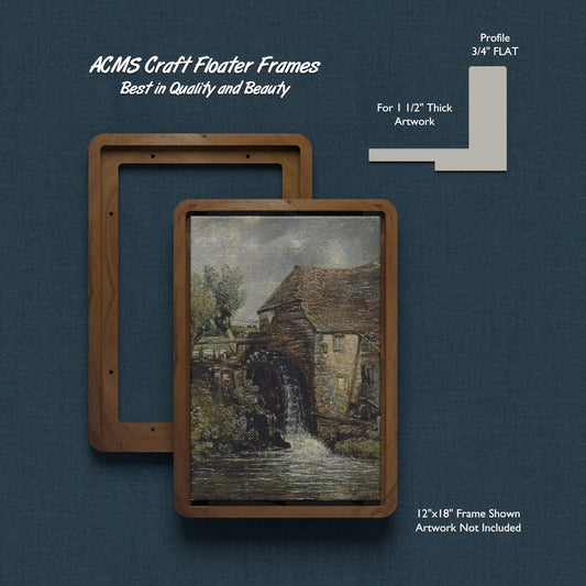 ACMS Soft Rectangular Craft Floater Frame - For 1 1/2" Thick Artwork - Profile 3/4" FLAT