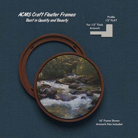 ACMS Round Craft Floater Frame - For 1/2" Thick Artwork - Profile 1/2" FLAT