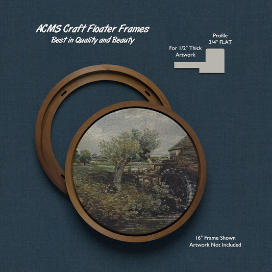 ACMS Round Craft Floater Frame - For 1/2" Thick Artwork - Profile 3/4" FLAT