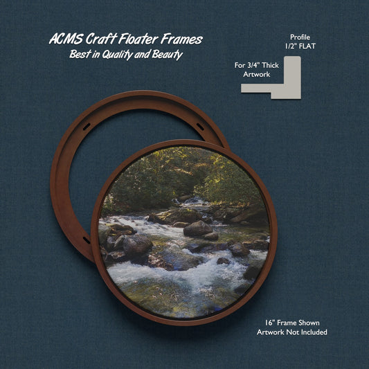 ACMS Round Craft Floater Frame - For 3/4" Thick Artwork - Profile 1/2" FLAT - 1 1/4" Thick Frame