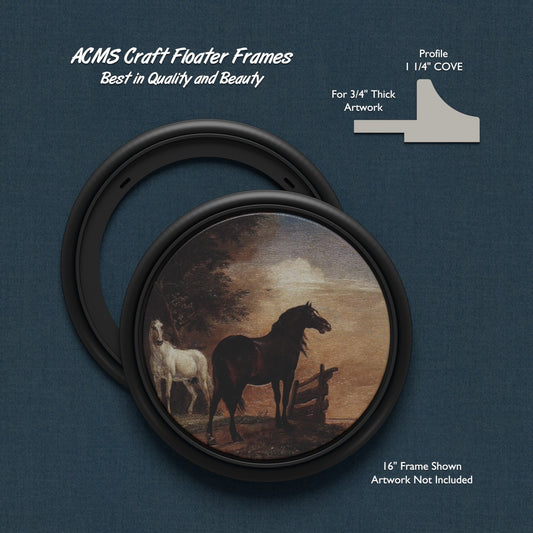 ACMS Round Craft Floater Frame - For 3/4" Thick Artwork - Profile 1 1/4" COVE