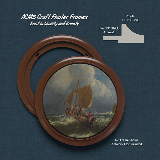 ACMS Round Craft Floater Frame - For 3/4" Thick Artwork - Profile 1 1/2" COVE