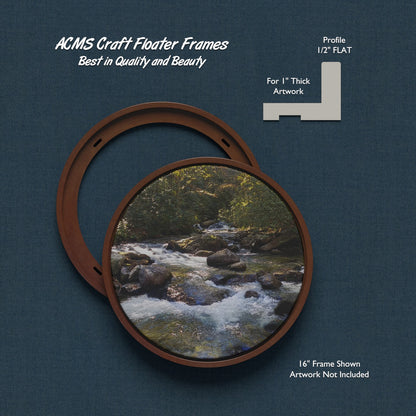 ACMS Round Craft Floater Frame - For 1" Thick Artwork - Profile 1/2" FLAT