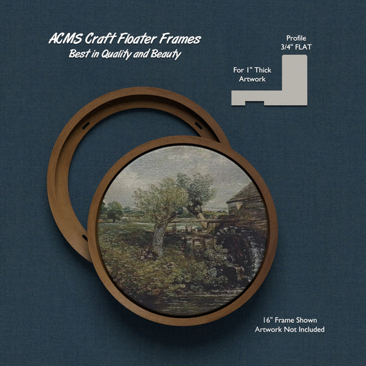 ACMS Round Craft Floater Frame - For 1" Thick Artwork - Profile 3/4" FLAT