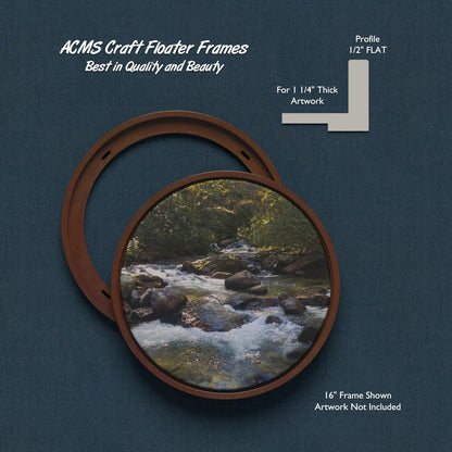 ACMS Round Craft Floater Frame - For 1 1/4" Thick Artwork - Profile 1/2" FLAT - 1 3/4" Thick Frame