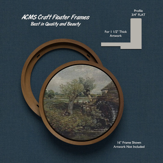 ACMS Round Craft Floater Frame - For 1 1/2" Thick Artwork - Profile 3/4" FLAT