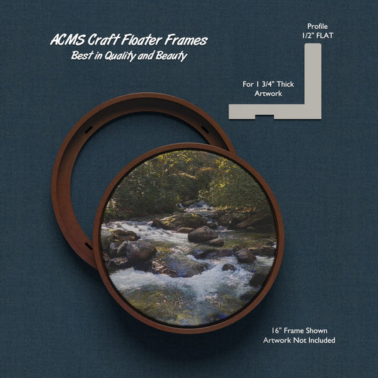 ACMS Round Craft Floater Frame - For 1 3/4" Thick Artwork - Profile 1/2" FLAT