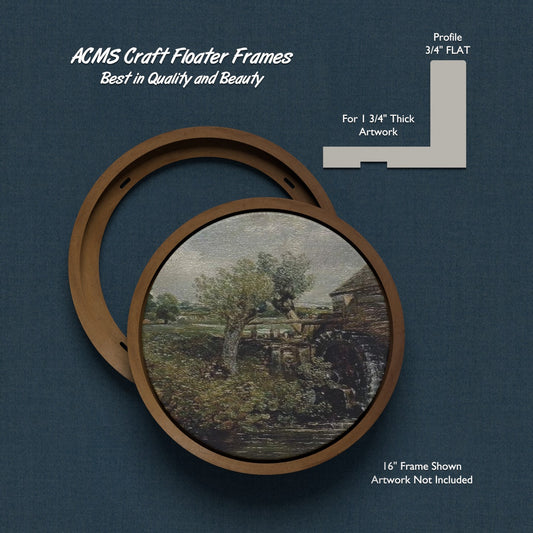 ACMS Round Craft Floater Frame - For 1 3/4" Thick Artwork - Profile 3/4" FLAT