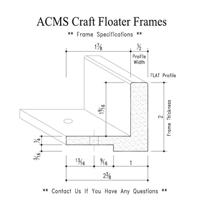 ACMS Round Craft Floater Frame - For 1 1/2" Thick Artwork - Profile 1/2" FLAT