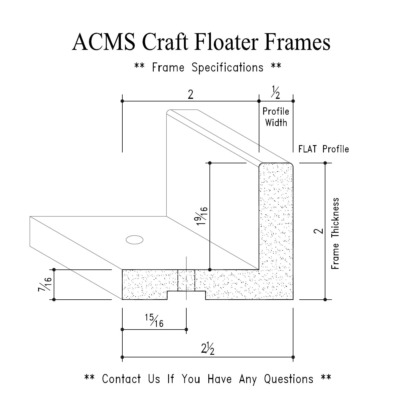 ACMS Round Craft Floater Frame - For 1 1/2" Thick Artwork - Profile 1/2" FLAT
