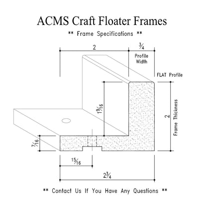 ACMS Round Craft Floater Frame - For 1 1/2" Thick Artwork - Profile 3/4" FLAT