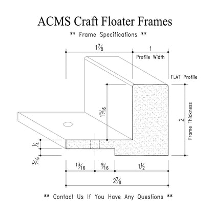 ACMS Hexagon Craft Floater Frame - For 1 1/2" Thick Artwork - Profile 1" FLAT