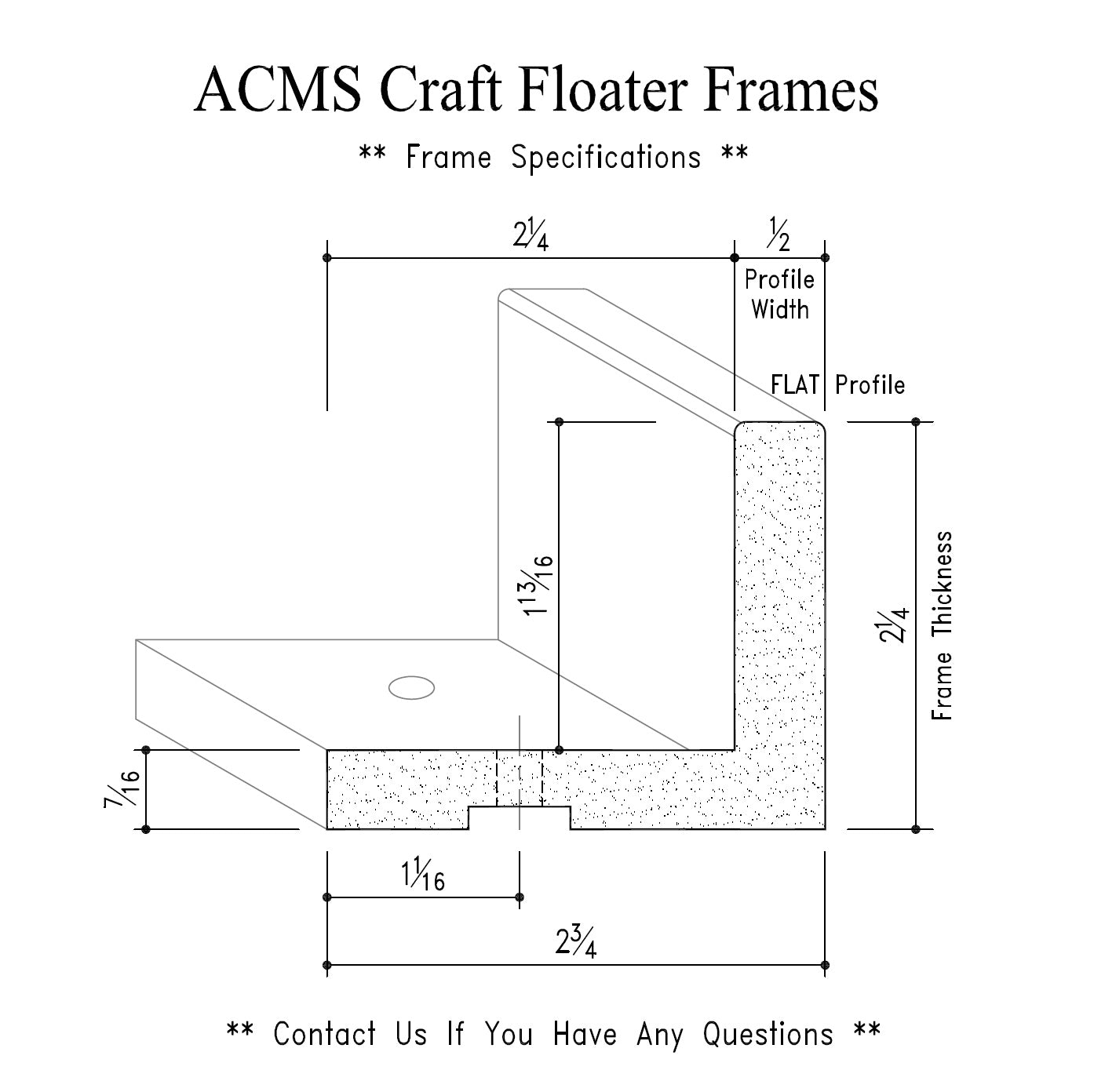 ACMS Round Craft Floater Frame - For 1 3/4" Thick Artwork - Profile 1/2" FLAT