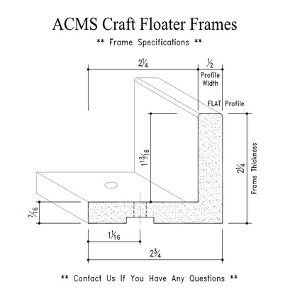 ACMS Round Craft Floater Frame - For 1 3/4" Thick Artwork - Profile 1/2" FLAT