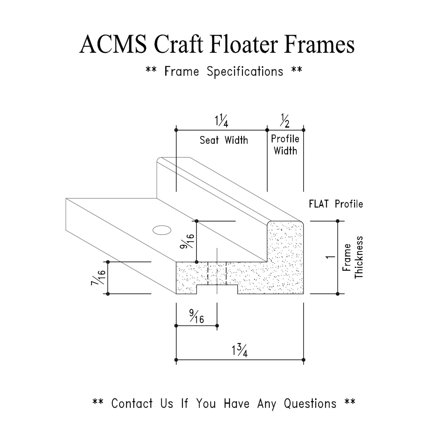 ACMS Oval Floater Frame and Art Panel Bundle - Profile 1/2" FLAT