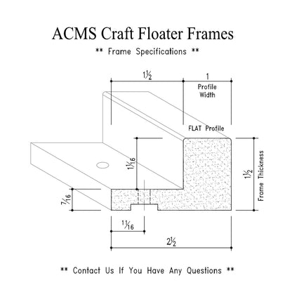 ACMS Round Craft Floater Frame - For 1" Thick Artwork - Profile 1" FLAT