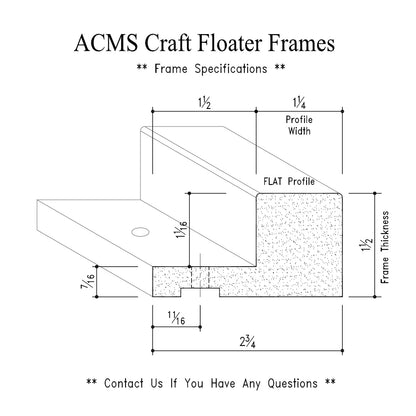 ACMS Round Craft Floater Frame - For 1" Thick Artwork - Profile 1 1/4" FLAT