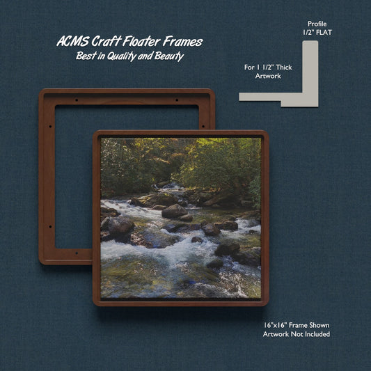 ACMS Soft Square Craft Floater Frame - For 1 1/2" Thick Artwork - Profile 1/2" FLAT