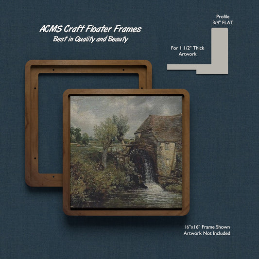 ACMS Soft Square Craft Floater Frame - For 1 1/2" Thick Artwork - Profile 3/4" FLAT