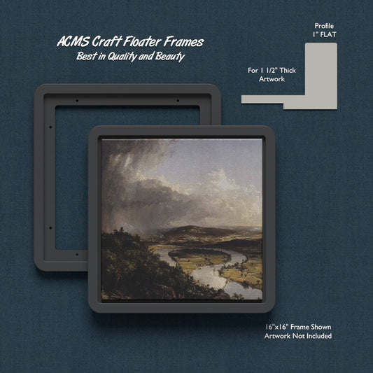 ACMS Soft Square Craft Floater Frame - For 1 1/2" Thick Artwork - Profile 1" FLAT