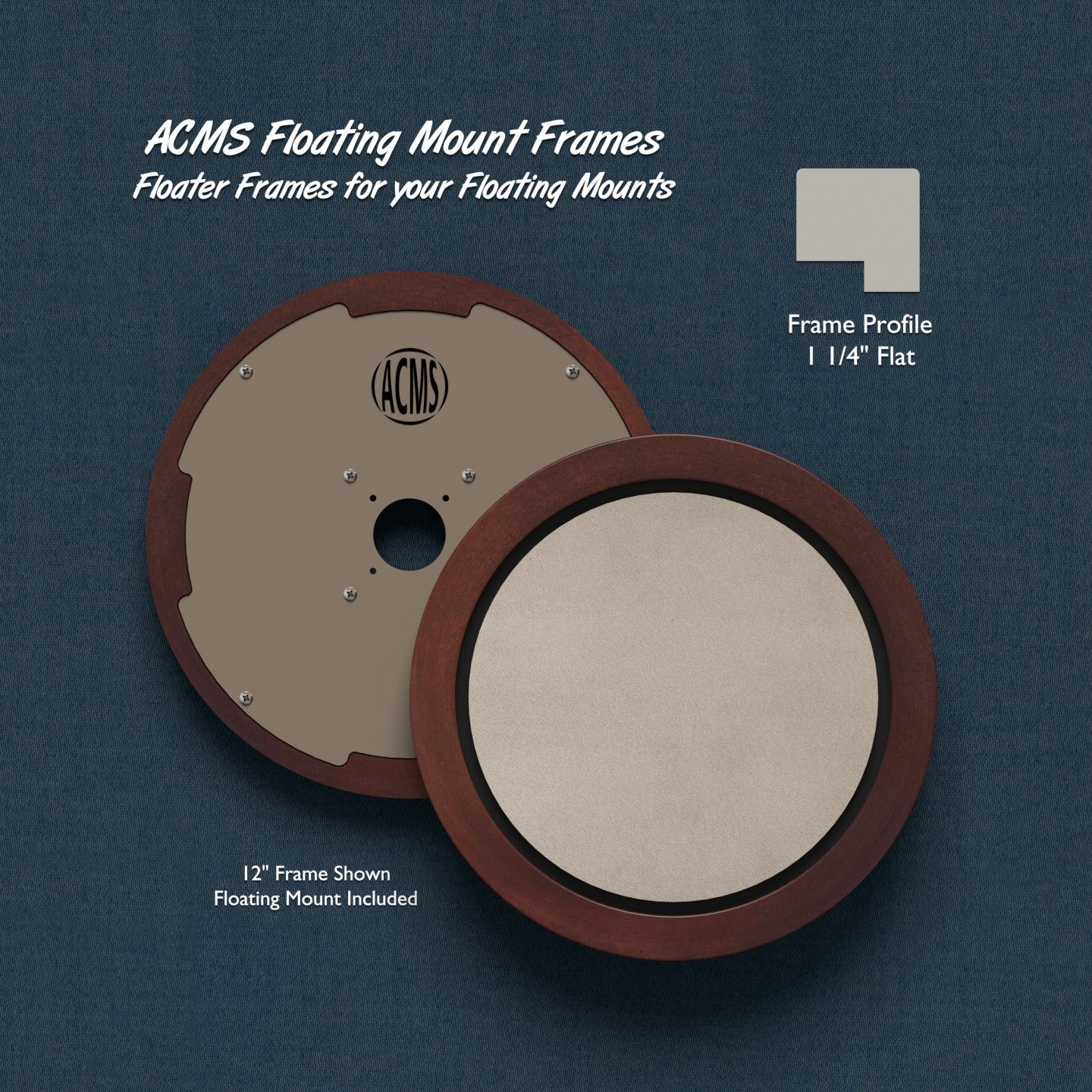 ACMS Round Floating Mount Frame - 3/16" Recess - 1 1/4" Flat Profile