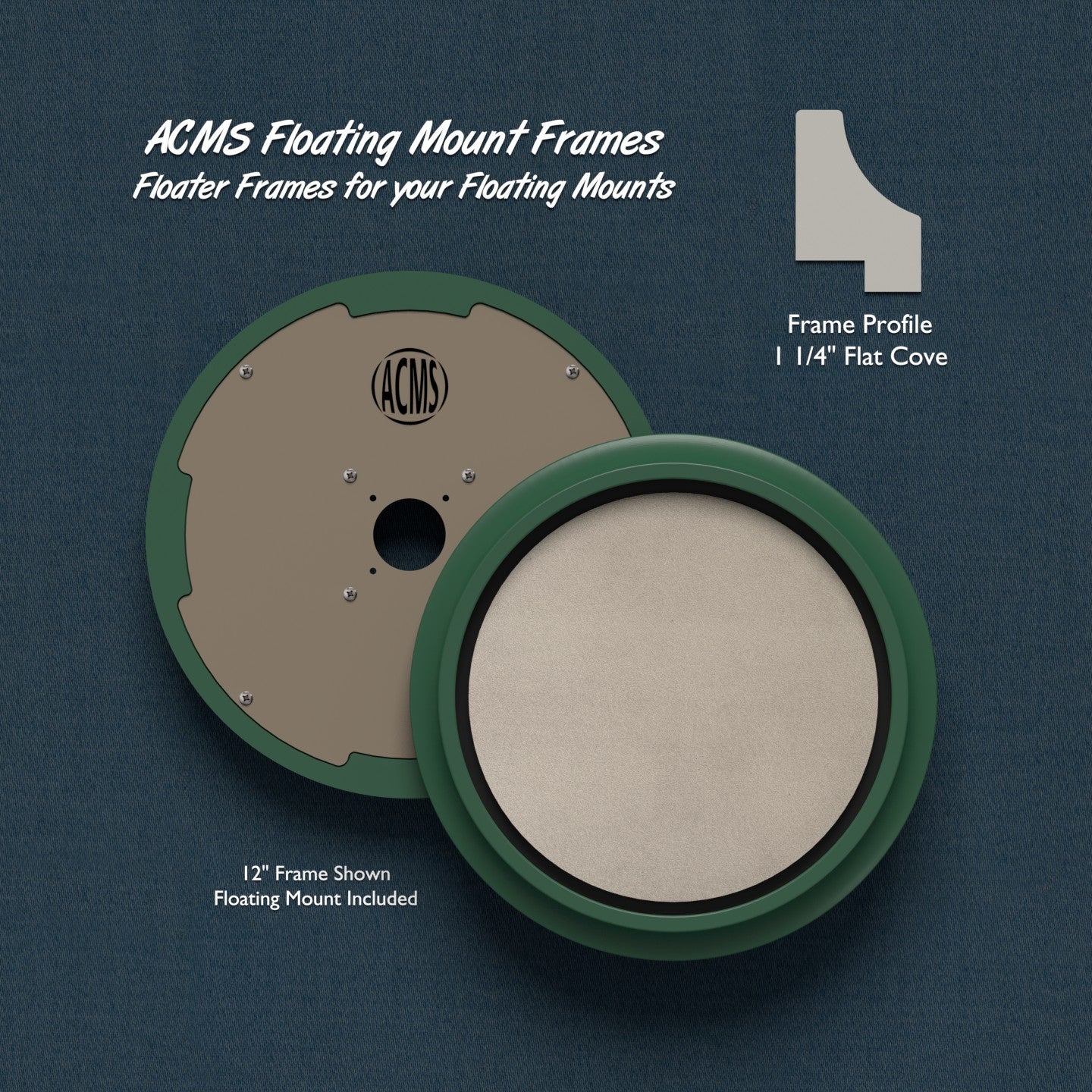 ACMS Round Floating Mount Frame - 3/4" Recess - 1 1/4" Flat Cove Profile
