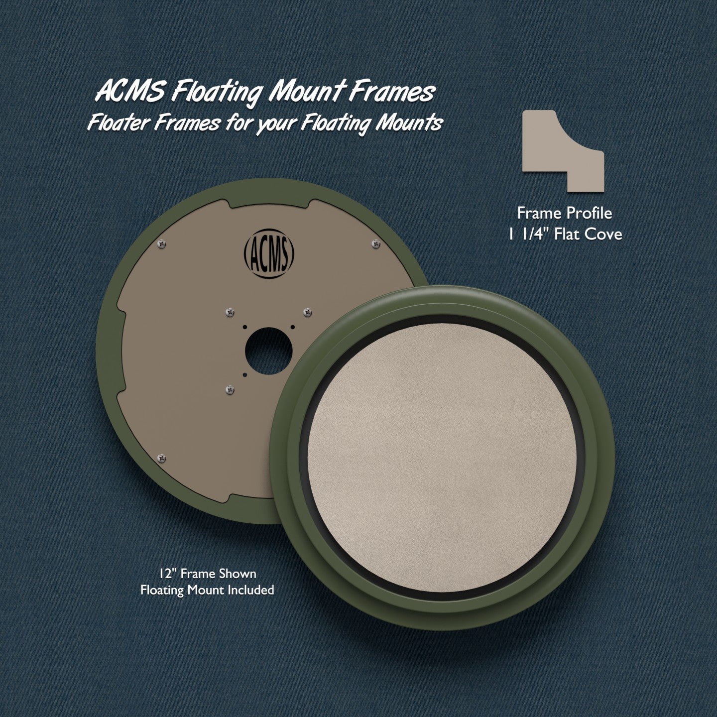 ACMS Round Floating Mount Frame - 3/16" Recess - 1 1/4" Flat Cove Profile