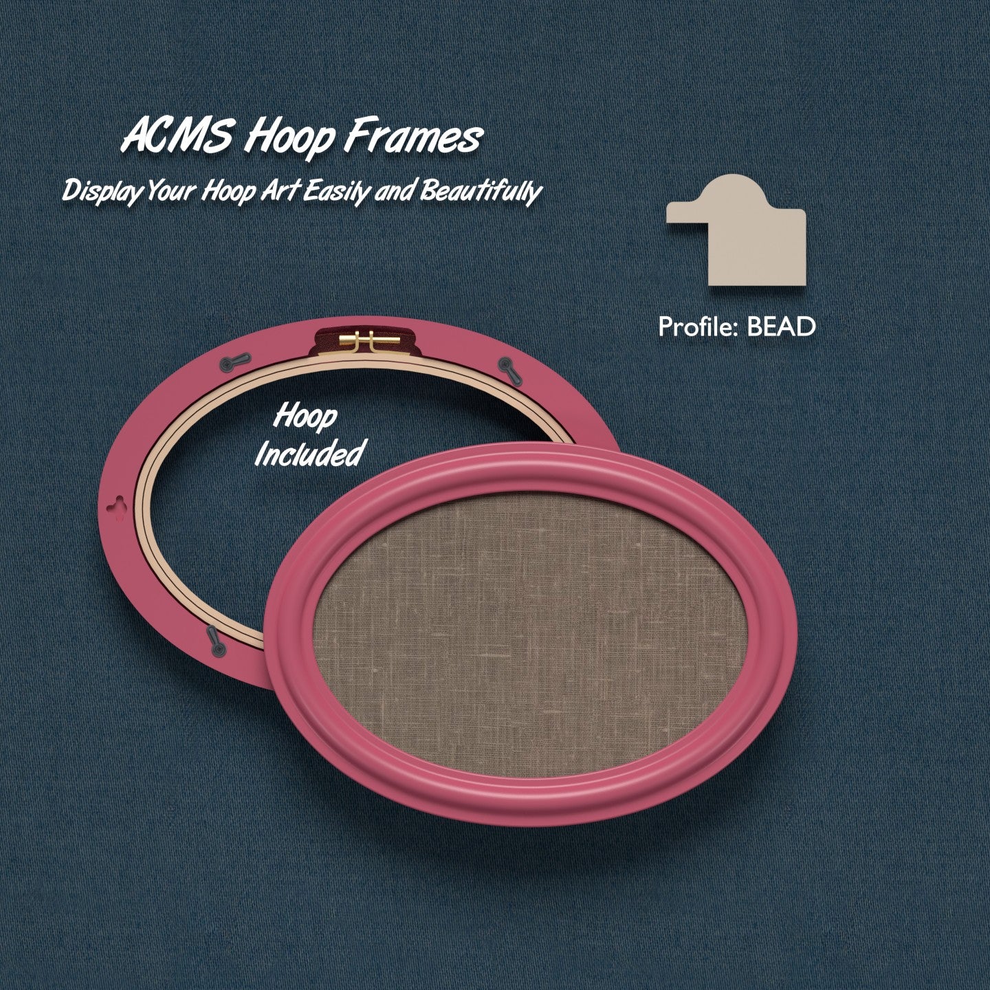 ACMS Oval Hoop Frame - Bead - 1.25" Frame Width