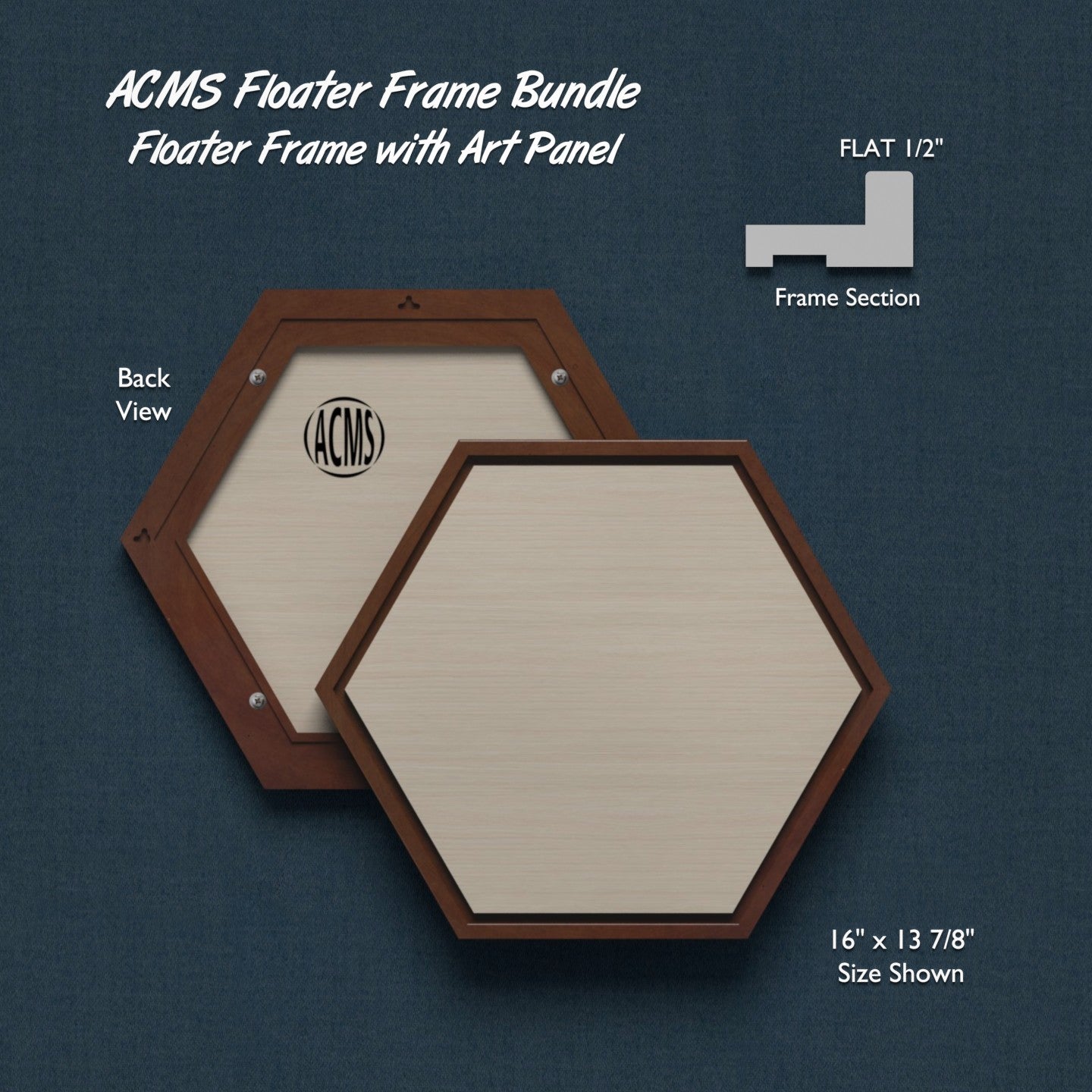 ACMS Hexagon Floater Frame and Art Panel Bundle - Profile 1/2" FLAT