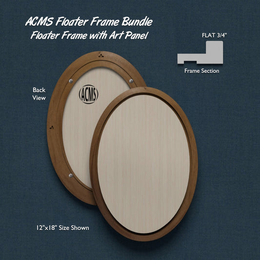 ACMS Oval Floater Frame and Art Panel Bundle - Profile 3/4" FLAT