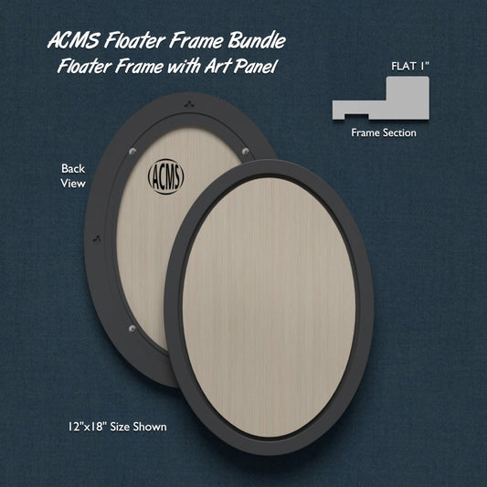 ACMS Oval Floater Frame and Art Panel Bundle - Profile 1" FLAT