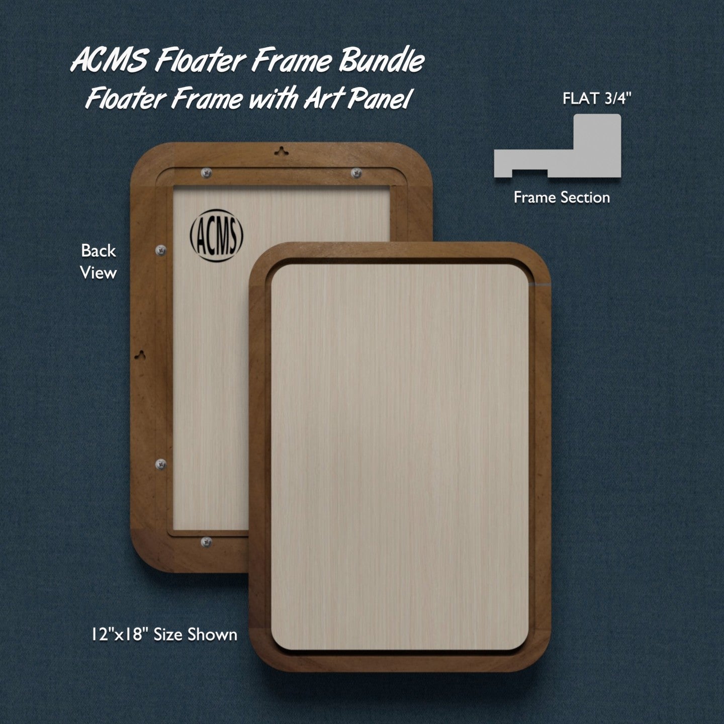 ACMS Soft Rectangular Floater Frame and Art Panel Bundle - Profile 3/4" FLAT