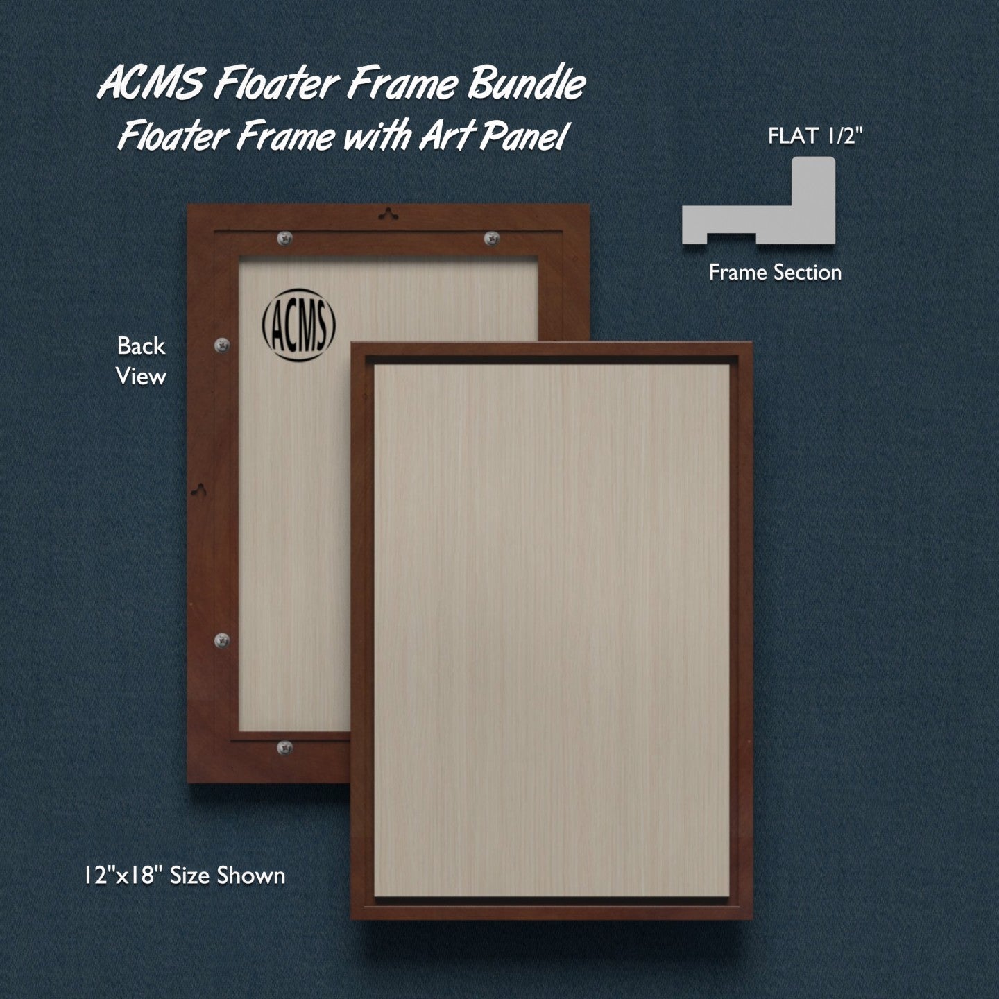 ACMS Sharp Rectangular Floater Frame and Art Panel Bundle - Profile 1/2" FLAT