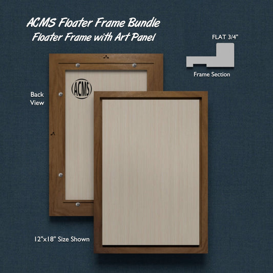 ACMS Sharp Rectangular Floater Frame and Art Panel Bundle - Profile 3/4" FLAT