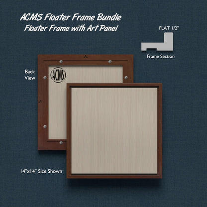 ACMS Sharp Square Floater Frame and Art Panel Bundle - Profile 1/2" FLAT