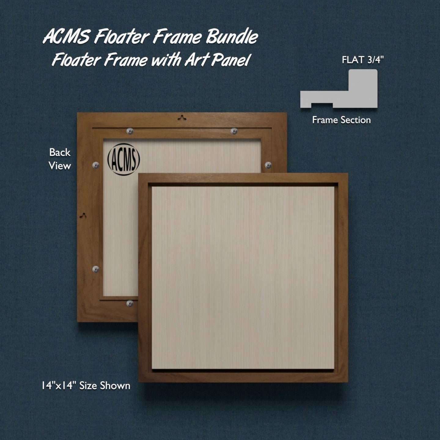 ACMS Sharp Square Floater Frame and Art Panel Bundle - Profile 3/4" FLAT