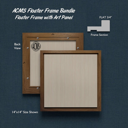 ACMS Sharp Square Floater Frame and Art Panel Bundle - Profile 3/4" FLAT