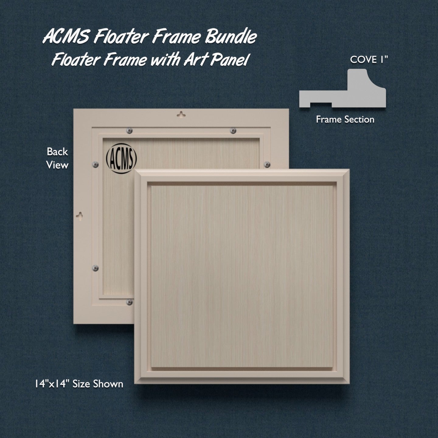 ACMS Sharp Square Floater Frame and Art Panel Bundle - Profile 1" COVE