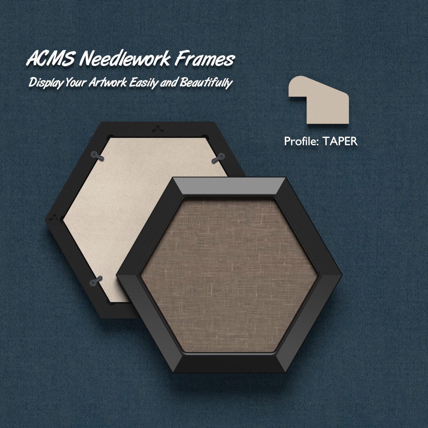 ACMS Hexagon Needlework Frame - Taper Profile - 1.25" Frame Width