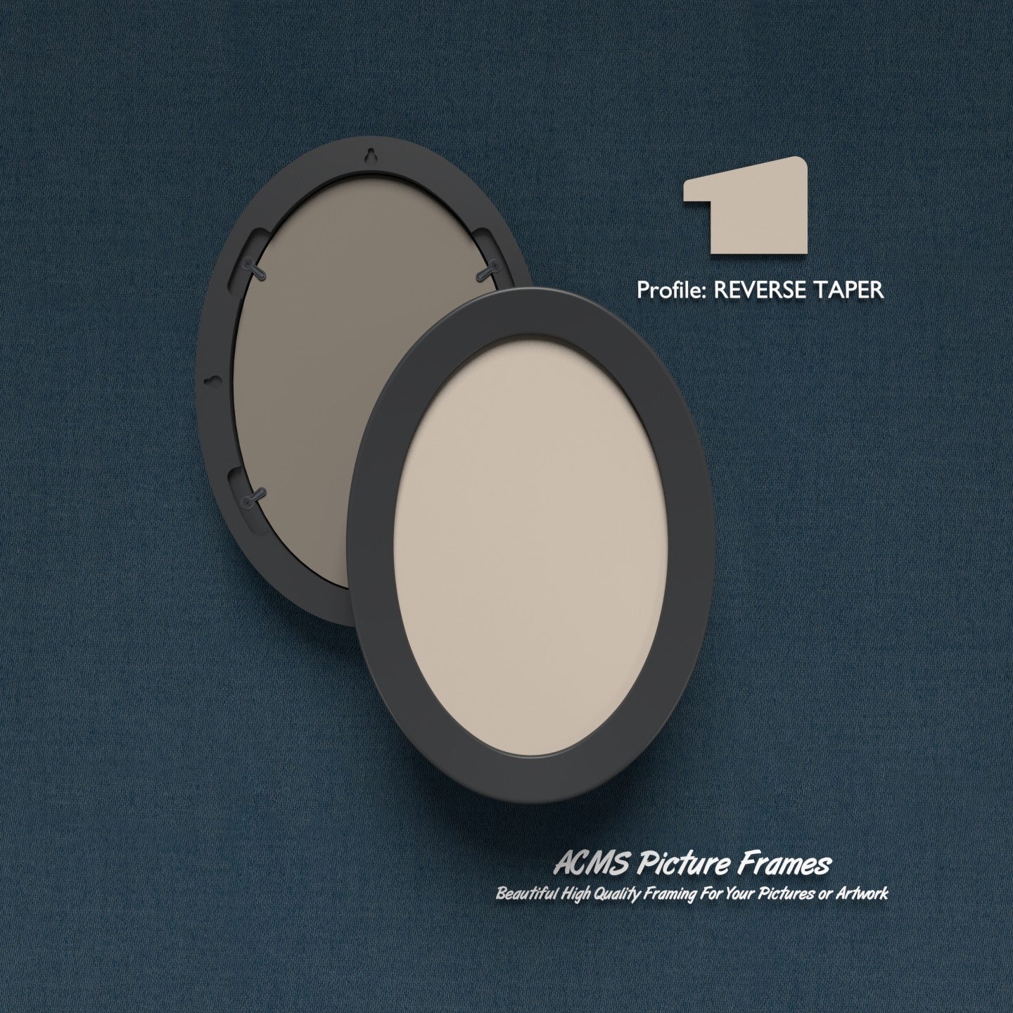 ACMS Oval Picture  Frame - Reverse Taper Profile - 1.25" Frame Width