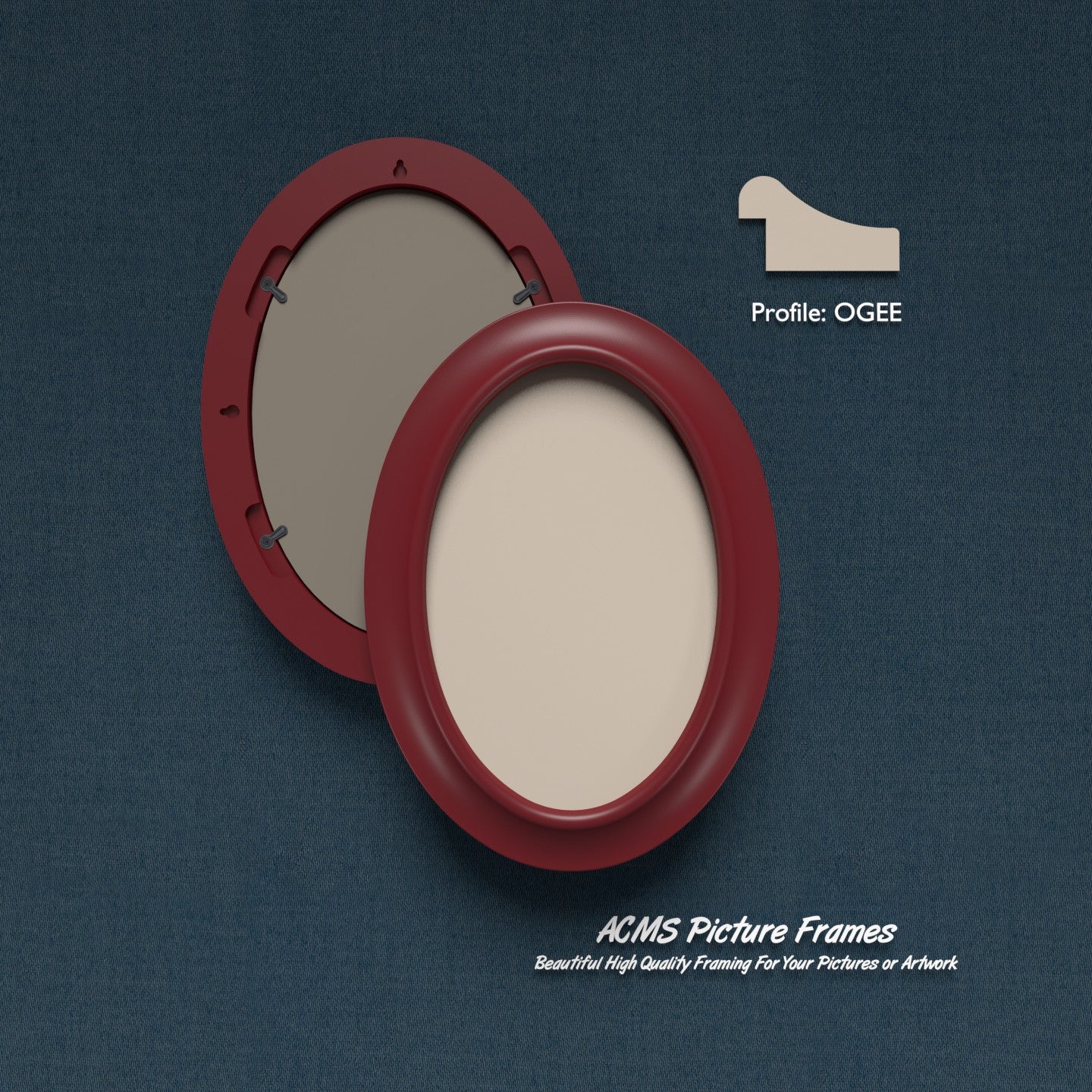 ACMS Oval Picture  Frame - Ogee Profile - 1.50" Frame Width