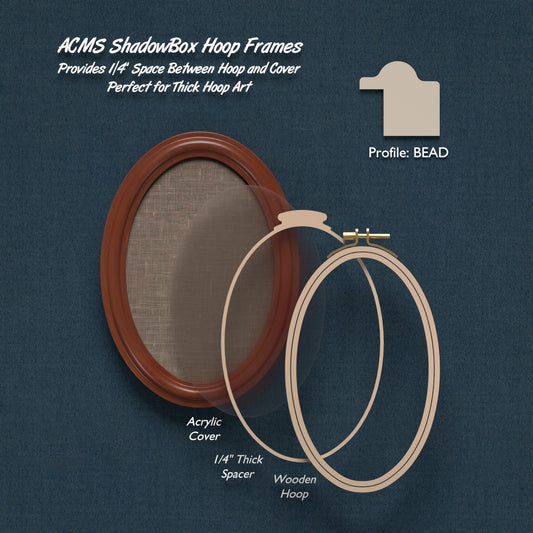 ShadowBox Hoop Frame - Oval - Bead Profile - 1.25" Frame Width