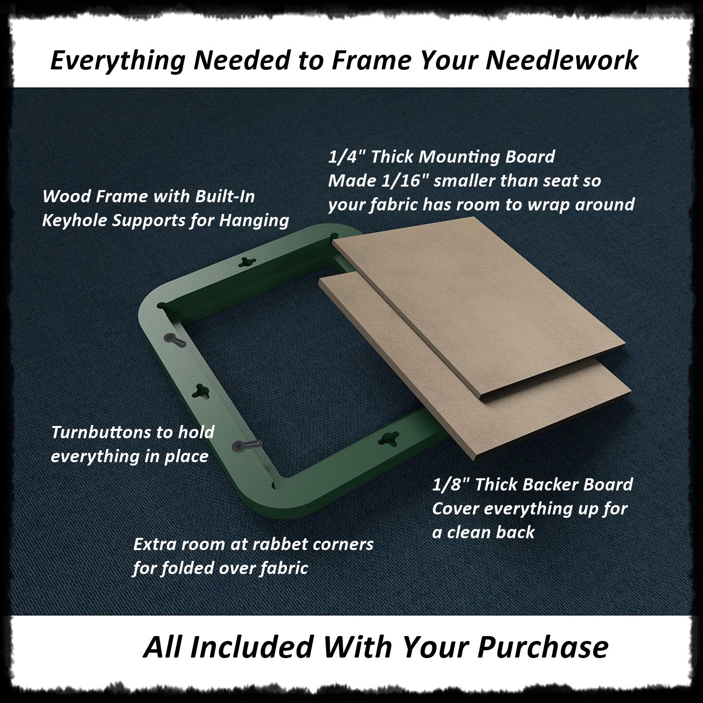 ACMS Square Needlework Frame - Reverse Taper - 1.25" Frame Width