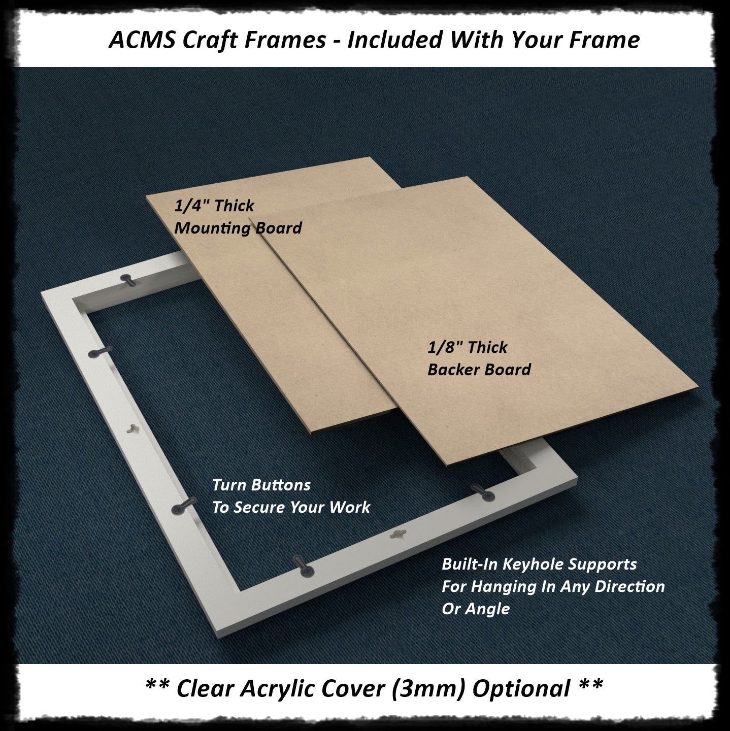 Rectangular Craft Frame - FLAT Profile - 1 1/2" Frame Width - 1" Thick