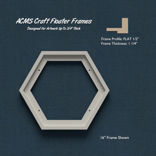 Hexagon Craft Floater Frame - FLAT 1/2" Profile - 1 1/4" Thick