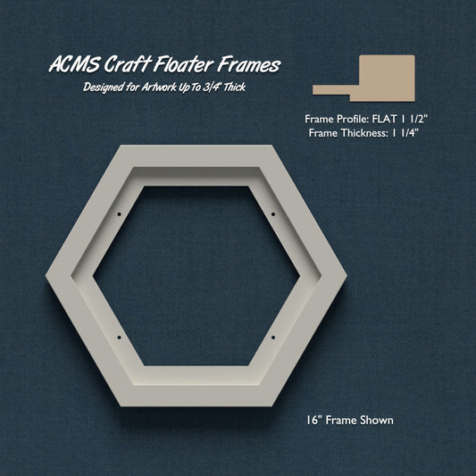 Hexagon Craft Floater Frame - FLAT 1 1/2" Profile - 1 1/4" Thick