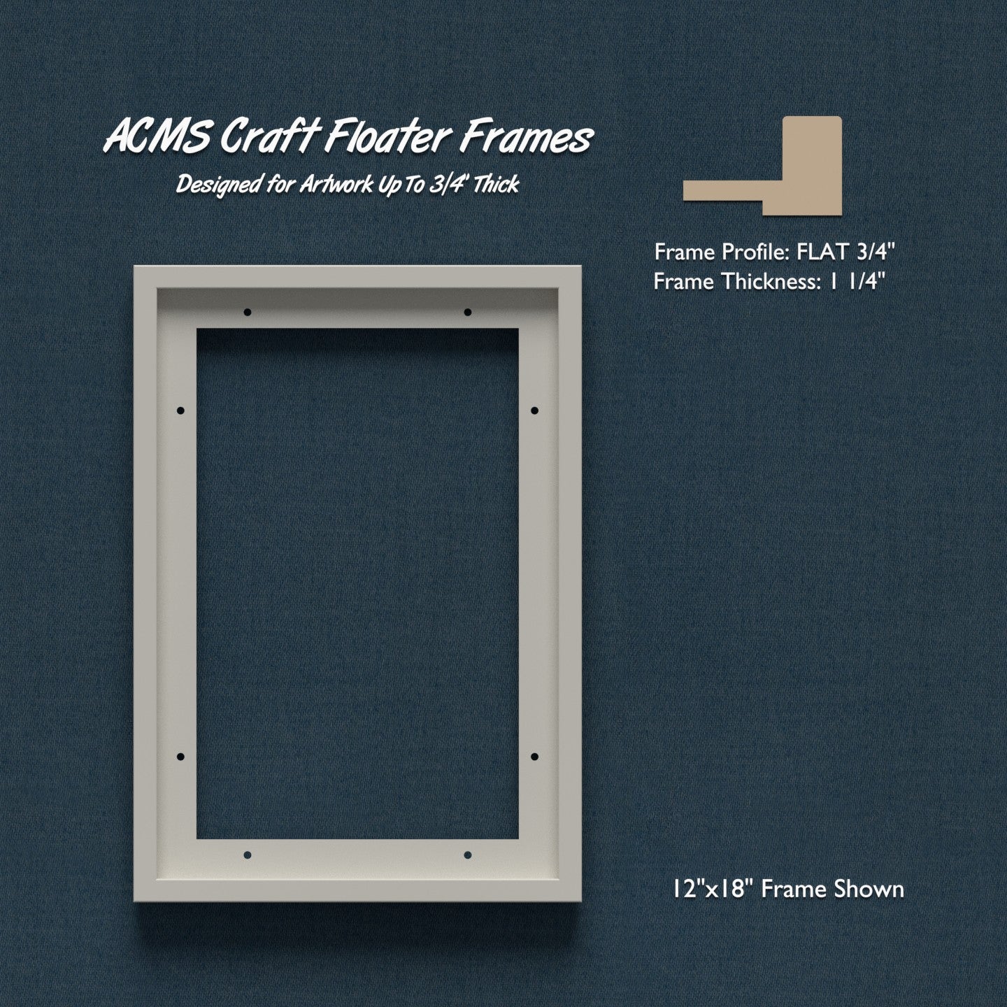 Rectangular Craft Floater Frame - FLAT 3/4" Profile - 1 1/4" Thick