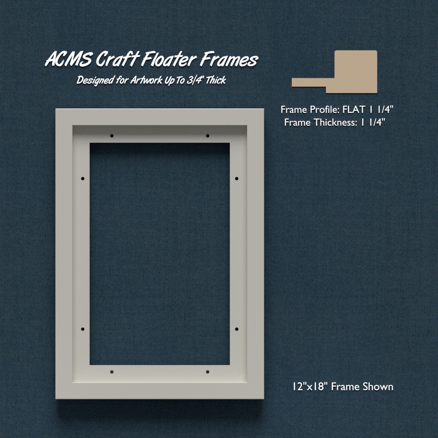 Rectangular Craft Floater Frame - FLAT 1 1/4" Profile - 1 1/4" Thick