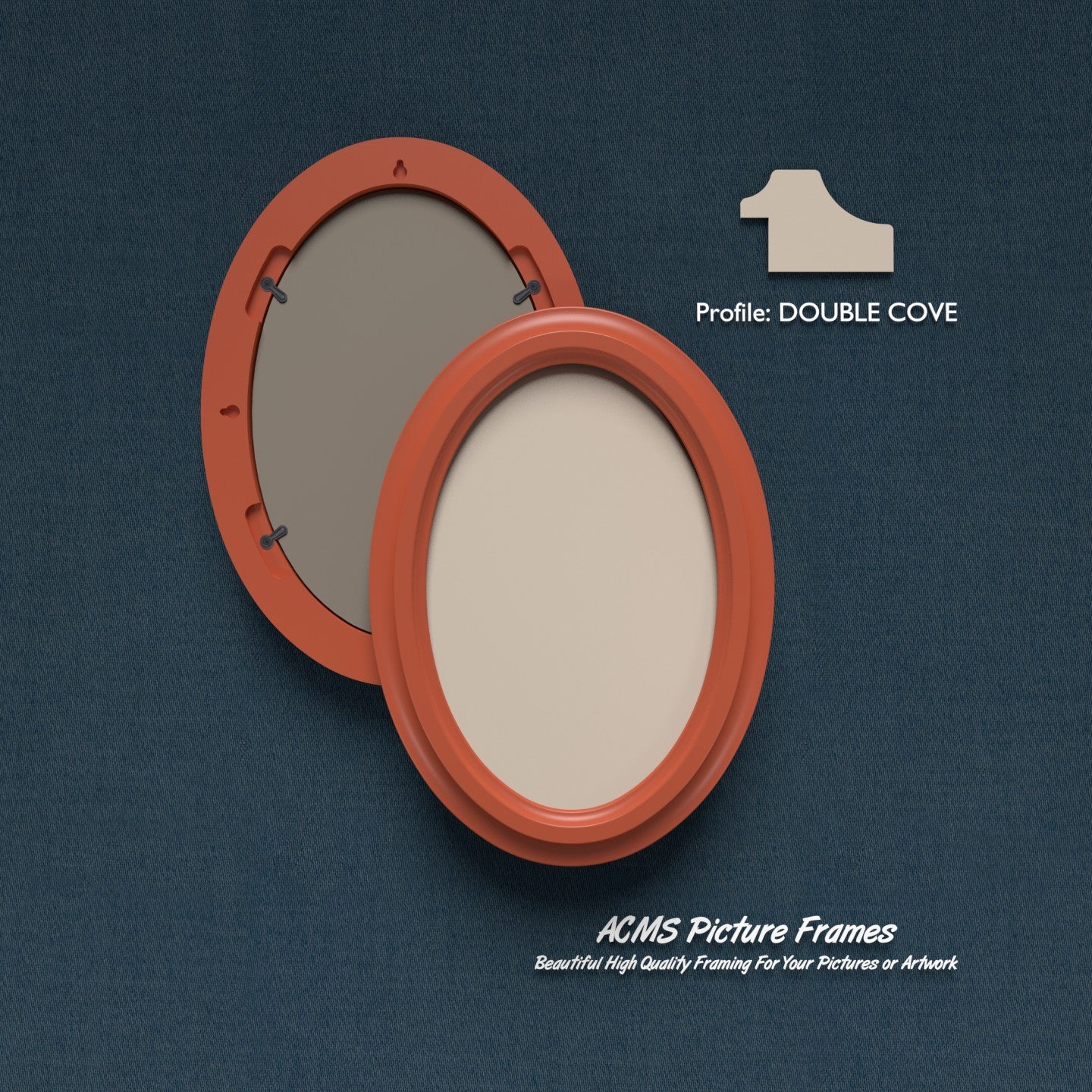 Oval Picture Frame - Double Cove Profile - 1.50" Frame Width