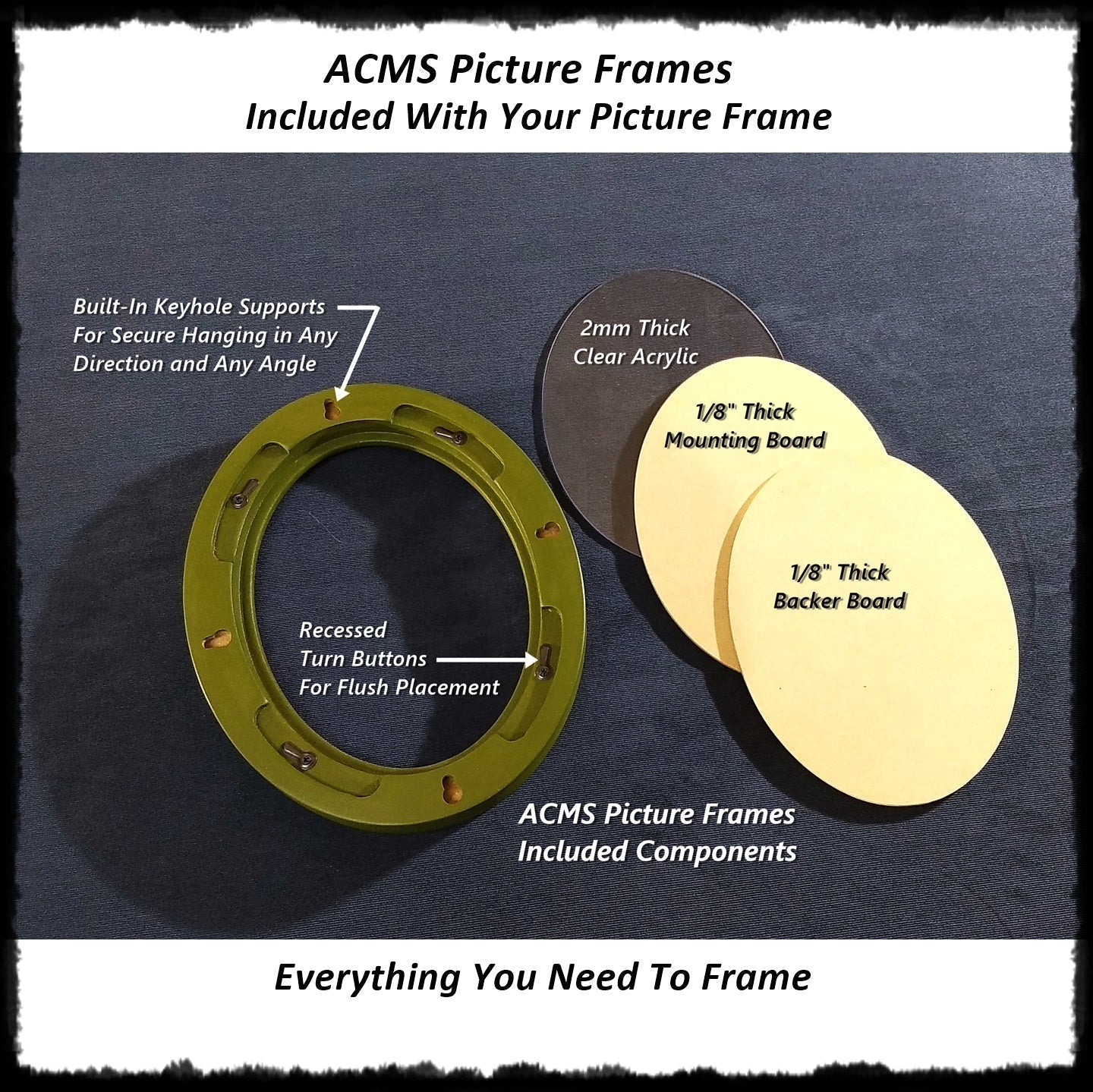 Round Picture Frame - Hump Cove Profile - 1.25" Frame Width